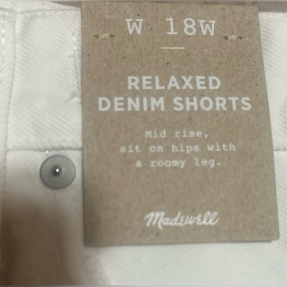 NWT MADEWELL Plus Relaxed Tile White Relaxed Denim Shorts.‎ Size 18W. - Picture 7 of 9